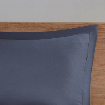 Eddie Striped Blue Microfiber Full Comforter and Sheet Set