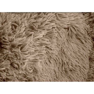 Medium Taupe Shaggy Vegan Fur Orthopedic Dog Bed