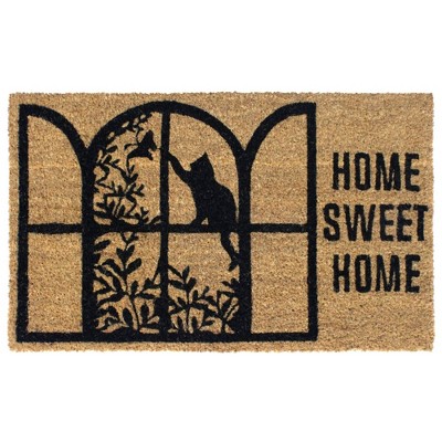 Tufted Home Sweet Home with Cat Doormat Black - Raj