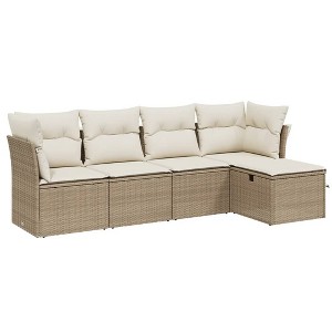 vidaXL 6 Piece Patio Sofa Set with Cushions Poly Rattan - 1 of 4