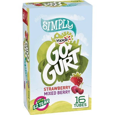 Yoplait Simply Go-Gurt Strawberry and Mixed Berry Low Fat Kids' Yogurt Tubes - 16pk/2oz Tubes