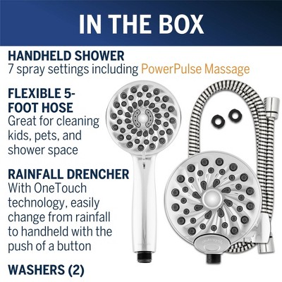 Waterpik Chrome 8-Setting Handheld and Rain Showerhead Combo