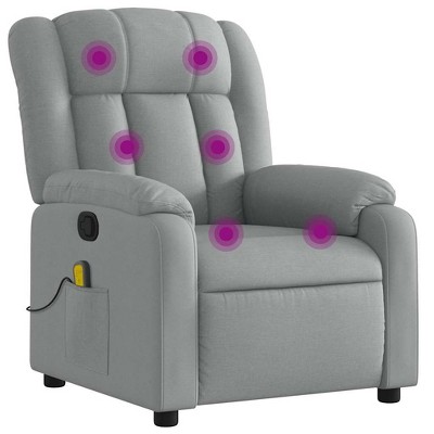 vidaXL Massage Recliner Chair, Adjustable Recliner with 6-Point Vibration Massage, Light Gray Fabric