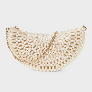 Pearl Beaded Half Moon Clutch Bag - A New Day™ Off-White - 1 of 4