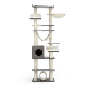 coucheta Cat Tree with Toy, Cat Tower Condo for Indoor Cats Features Scratching Post, Cat Condo, Platforms, Tunnel, Hammock, Food Station & Bowls - 1 of 4