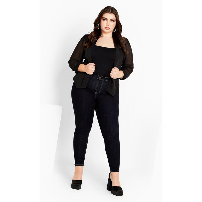 Women's Plus Size Drapey Blazer Jacket - black | CITY CHIC, 2 of 7