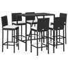 vidaXL Patio Bar Set Outdoor Table and Chair Set with Cushions Poly Rattan - 43.3" Table Length Black 6 Piece - 3 of 4