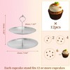 Unique Bargains 2 Tier Round Cupcake Stand Holder with Tiered Serving Tray for Donuts Fruits 9.06"x9.06 - 2 of 4