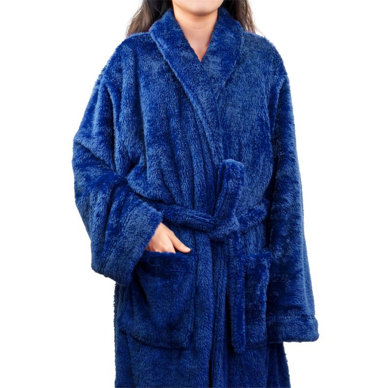PAVILIA Premium Womens Plush Soft Robe Fluffy Warm, Fleece Faux Shearling Shaggy Bathrobe, 3 of 9