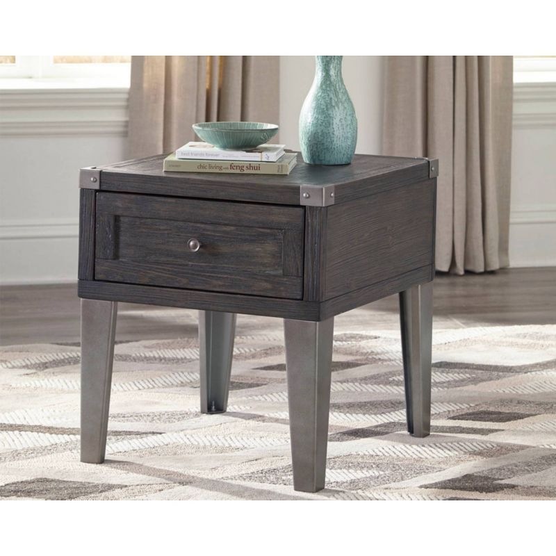 Todoe End Table with USB Ports and Outlets Dark Gray - Signature Design by Ashley, 2 of 13