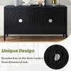 Sideboard Buffet Cabinet with Circular Groove Doors, Round Metal Handles, Adjustable Shelves, Solid Wood Frame and MDF Top for Dining Room - 4 of 4
