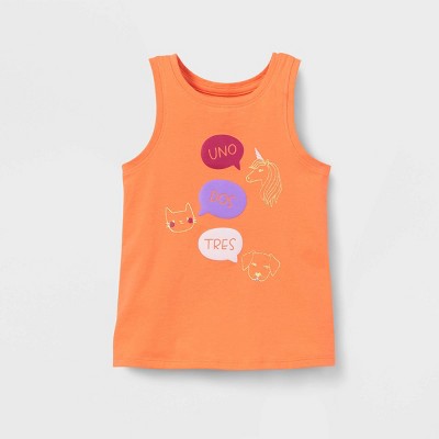Toddler Girls' 'Uno Dos Tres' Knit Graphic Tank Top - Cat & Jack™ Orange