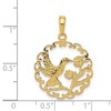 Black Bow Jewelry 14k Yellow Gold 20mm Framed Hummingbird and Flower Pendant - 4 of 4