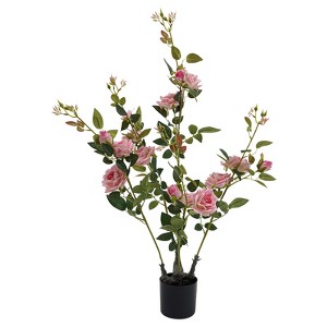 YIYIBYUS 2 Pieces Artificial Rose Tree, Artificial Flower Plant for Home Decor - 1 of 4