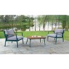 3pc Peakey Aluminum Patio Conversation Set: Coastal Design, Removable Cushions - miBasics - 2 of 4