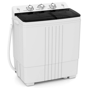 Costway 20lbs Compact Mini Portable Twin Tub Washing Machine Washer Spain Spinner Gray/Black - 1 of 4