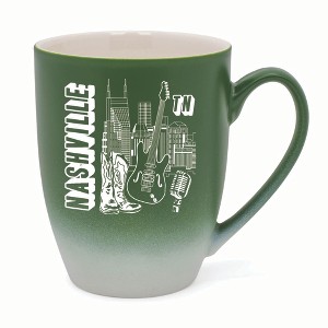 Elanze Designs Nashville TN Two Toned Ombre Matte 10 ounce New Bone China Coffee Tea Cup Mug, Green and White - 1 of 4