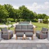 POCASSY 5 Piece Outdoor Sofa Couch Set with Swivel Patio Chairs and Ottomans, All Weather Wicker and Olefin Cushion Cover Outdoor Patio Furniture Set - 2 of 4
