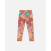 Deux par Deux Girl Organic Cotton Jersey Leggings with Coral Flowers - 3 of 4