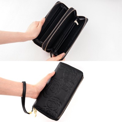 Women's Wallet RFID Blocking Leather Double Zip Large Capacity Card Holder Ladies Phone Clutch Long Purse Wristlet - image 5