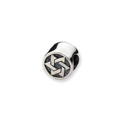 Black Bow Jewelry Sterling Silver Star of David Round Bead Charm