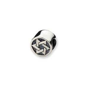 Black Bow Jewelry Sterling Silver Star of David Round Bead Charm - 1 of 2