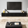 POVISON 118" Modern Minimalist Wood TV Stand, Slatted Entertainment Center,Media Console, Black TV Console, Perfect for 85-inch TVs - 2 of 4