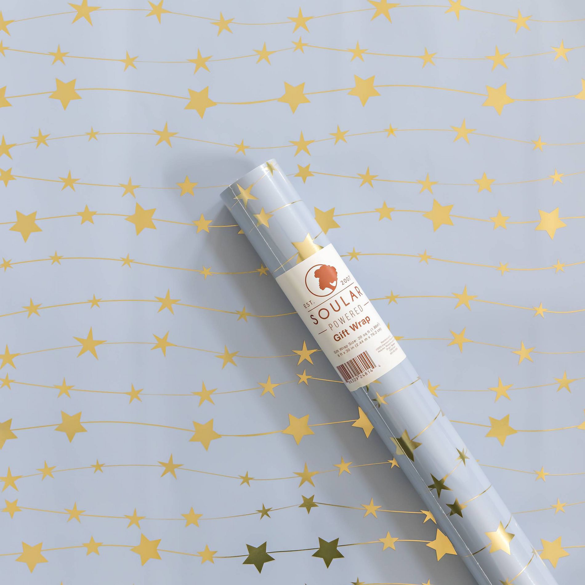 Soular Powered Single Roll Gift Wrap Stars