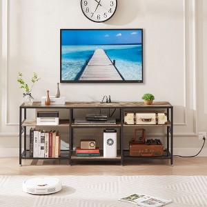 VECELO TV Stand with Power Outlets, Industrial Entertainment Center with 3-Tier Open Storage Shelves, 63 Inch - 1 of 4