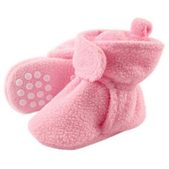 Luvable Friends Baby and Toddler Girl Cozy Fleece Booties, Light Pink