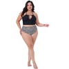 Agnes Orinda Women's Plus Size Halter Ruched Polka Dots High Waisted 2 Piece Swimsuit Tankini Set - 3 of 4