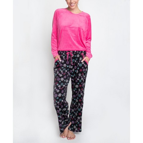 Women's Plush Fleece Pajamas Set, V Neck Winter PJ Set