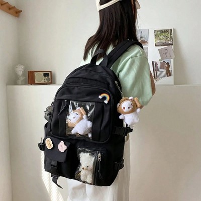 HTUTWOO High School Student Backpack Bags Backpack With Pin And Pendant,Cute Backpack,Outdoor Sports Leisure Bag, Back to School Backpack