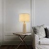 ALOADECOR 1-Light 21'' Vintage Classic Natural Travetine Tapered Table Lamp With Beige Linen Shade For Bedroom and Living Room - 2 of 4