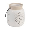 Sagebrook Home Ceramic Lantern - Contemporary Ivory and Beige Flower Cut-Out Creative Decorative Lantern with Handle for Indoor or Outdoor Use - 2 of 4