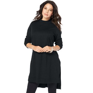 Roaman's Women's Plus Size High-Low Mockneck Ultimate Tunic - 1 of 4