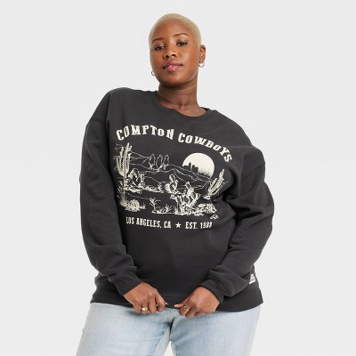 Women's Compton Cowboys Western Scene Graphic Sweatshirt - Black 1x : Target