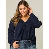 Agnes Orinda Women's Plus Size V Neck Long Sleeve Twist Knot Tops - 3 of 4