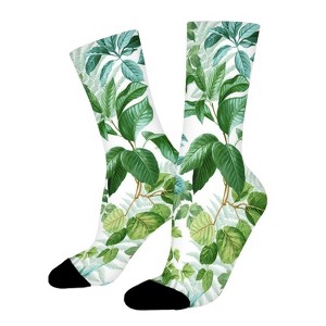 Green Rainforest Leaves Women Printed Crew Socks Funny Funky Socks Soft Polyester Novelty Gifts for Artists Men - 1 of 1