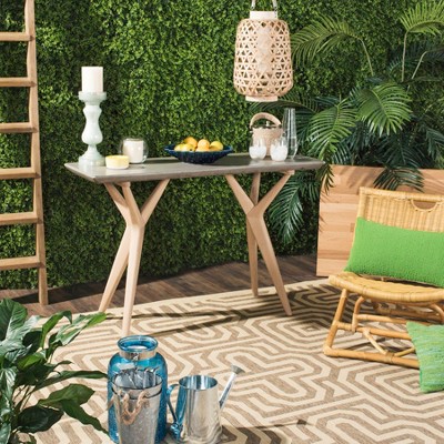 Safavieh Transitional 47" Dark Grey & Brown Concrete-Wood Console Table