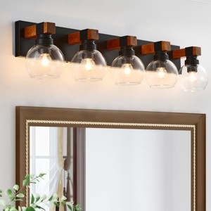BAOURE 20.08" Black Bathroom Vanity Light Fixture, Rustic Wall Sconces with Glass Shade,Vanity Lighting Fixtures Over Mirror for Living Room Hallway - 1 of 4