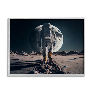 Stupell Industries Man On Moon Outer Space Astronaut Framed Giclee