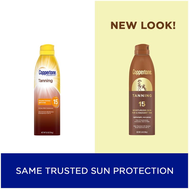 Coppertone Tanning Sunscreen Spray - Water Resistant Spray Sunscreen - SPF 15 - 5.5oz, 3 of 15
