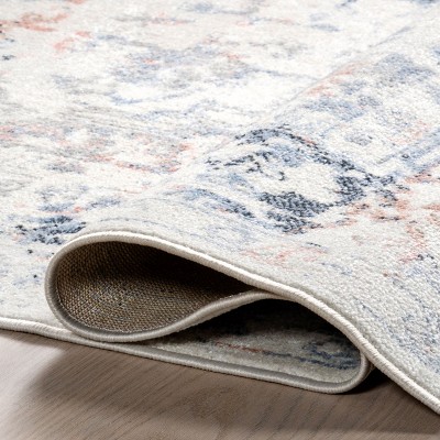 Everlee Blue and Beige Washable Synthetic 9' x 12' Area Rug