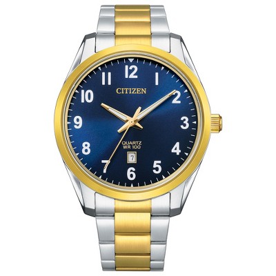Citizen Quartz Men's Watch, Two-Tone Stainless Steel, Blue Dial
