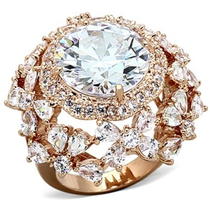 Slickblue Clear CZ Brass Ring - Rose Gold Finish, Timeless Single-Tone Style, Women's Jewelry, Size 5-8 - 1 of 3