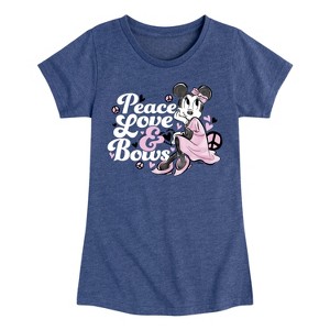 Girls' - Disney - Peace Love And Bows Fitted Short Sleeve Graphic T-Shirt - 1 of 4