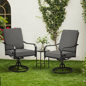 EROMMY Outdoor Dining Chairs Set Of 2, Heavy Duty Patio Swivel Chairs With Full Rattan Backrest, All-weather Swivel Rocker Chair For Lawn - 1 of 4