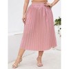 Coolmee Womens Plus Size Maxi Skirt Long Shirring Pleated Skirts Elastic High Waisted A Line Skirts - 3 of 4