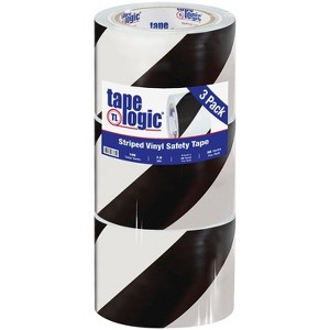 Tape Logic 3" x 36 yds. Striped Vinyl Safety Tape Black/White 3/Pack T93363PKBW - 1 of 2